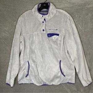 Free Country Women’s XL Gray Purple Butter Pile Fleece Snap Pullover Jacket Warm